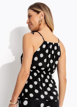 Quintess - Blusa Poá Preto em Viscose Plana - QUINTESS