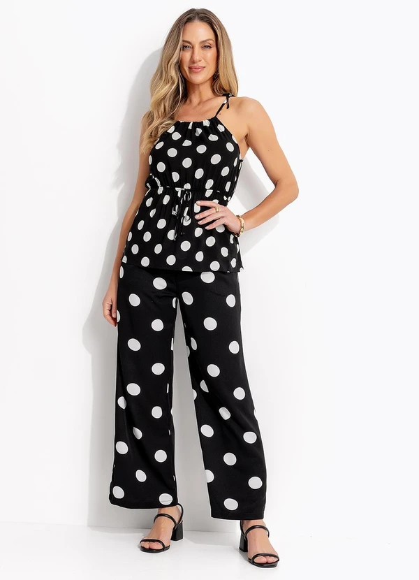 Quintess - Blusa Poá Preto em Viscose Plana 3