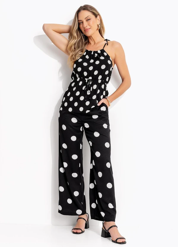 Quintess - Blusa Poá Preto em Viscose Plana 2