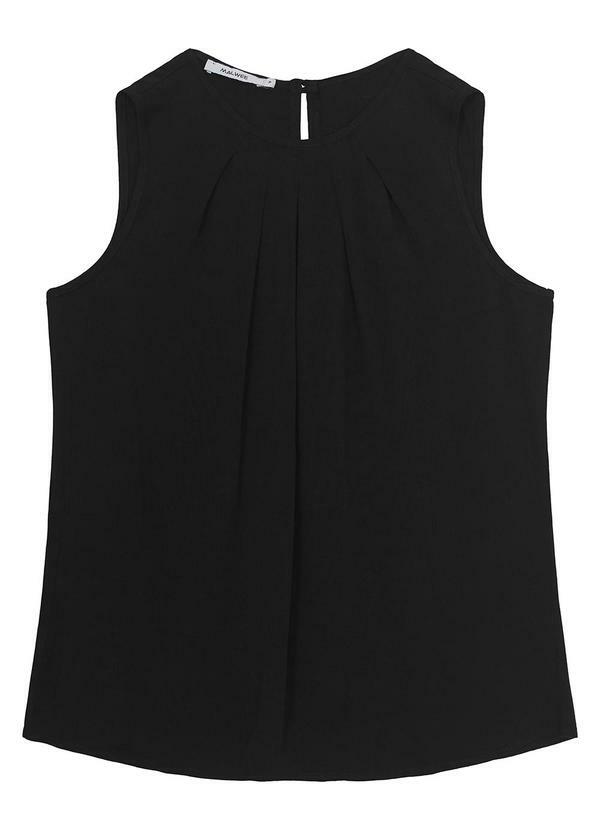 Malwee - Blusa Preta Ampla com Franzido