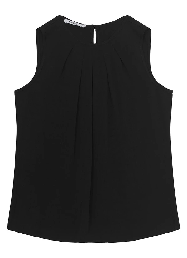 Malwee - Blusa Preta Ampla com Franzido