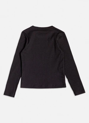 Momi - Blusa Preta Canelada com Strass Preto - MOMI