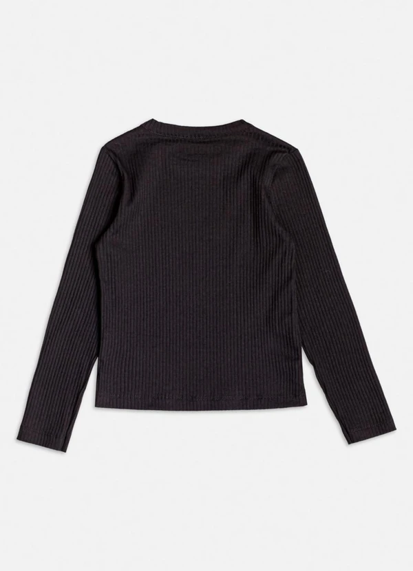 Momi - Blusa Preta Canelada com Strass Preto 2