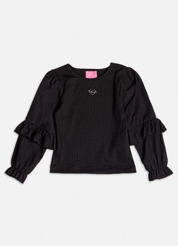 Momi - Blusa Preta com Babados Preto