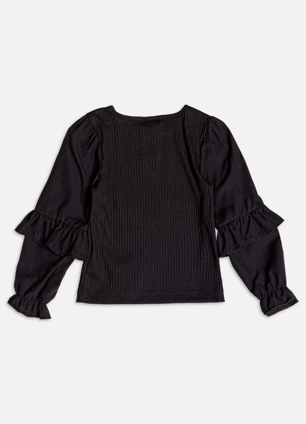 Momi - Blusa Preta com Babados Preto 2