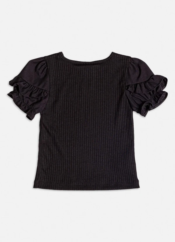 Momi - Blusa Preta com Babados Preto 2
