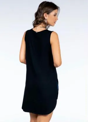 Quintess - Blusa Preta com Barra Arredondada e Fendas - QUINTESS