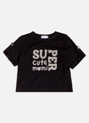 Momi - Blusa Preta com Martingale e Strass Preto - MOMI