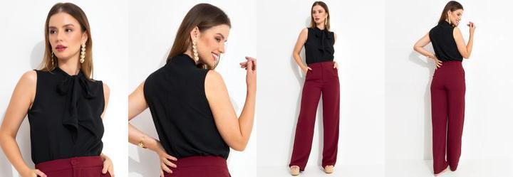 Blusa Preta em Crepe Plano