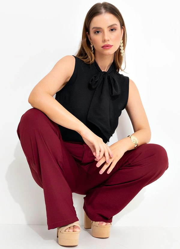 Quintess - Blusa Preta em Crepe Plano 9