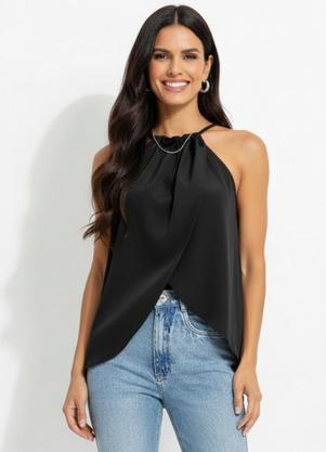 Blusa (Preta) em Crepe Plano