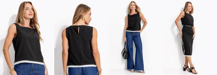 Blusa Preta em Crepe Plano