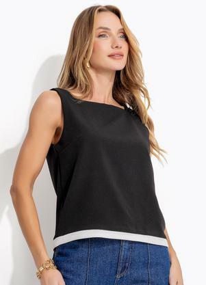 Blusa (Preta) em Crepe Plano
