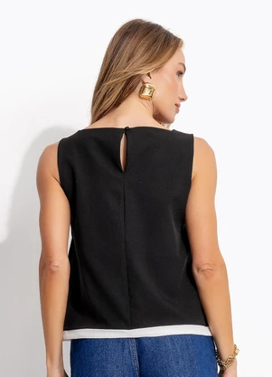 Quintess - Blusa Preta em Crepe Plano - QUINTESS