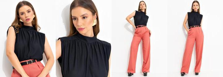 Blusa Preta em Malha Crepe