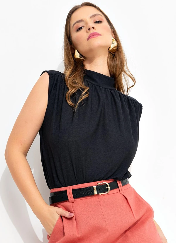 Quintess - Blusa Preta em Malha Crepe 5