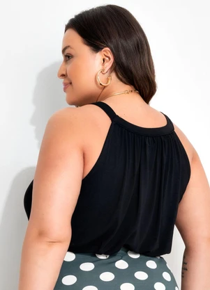 Quintess - Blusa Preta em Malha de Viscose com Elastano - QUINTESS