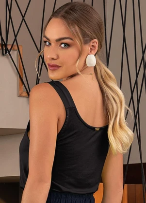 Quintess - Blusa Preta em Malha de Viscose - QUINTESS