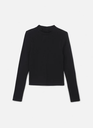 Authoria - Blusa Preta em Ribana Preto - AUTHORIA