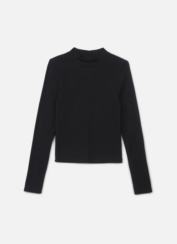 Authoria - Blusa Preta em Ribana Preto