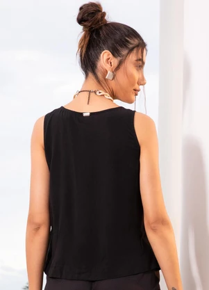 Quintess - Blusa Preta em Viscose Plana - QUINTESS