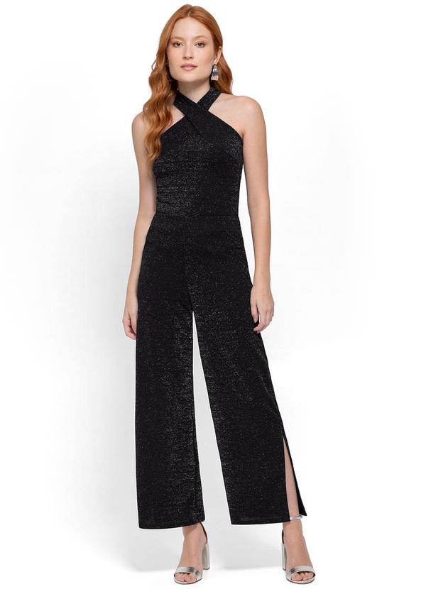 Enfim - Blusa Preta Justa em Lurex