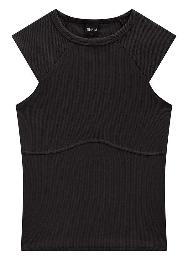 Enfim - Blusa Preta Justa em Ribana