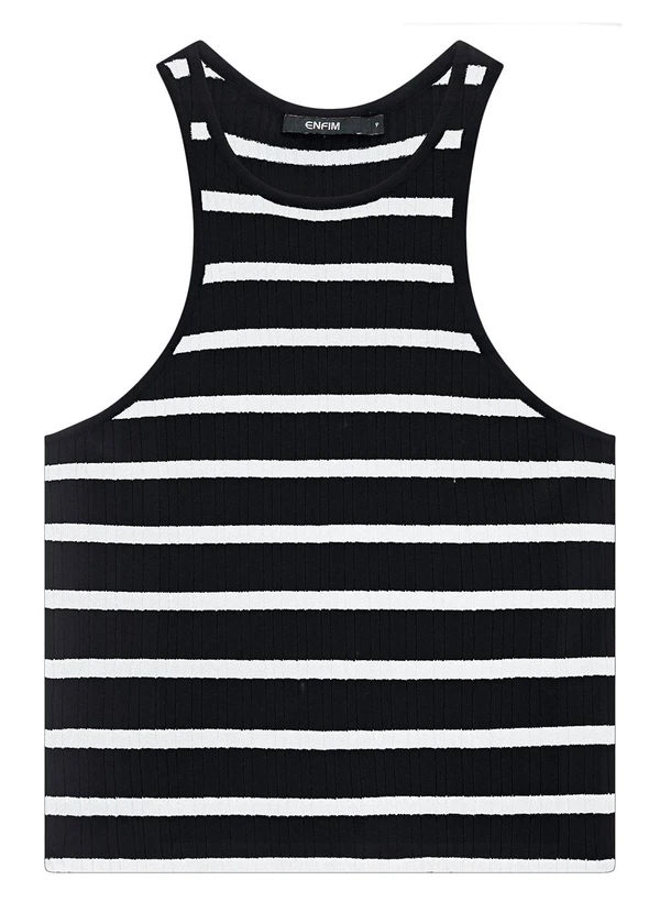 Enfim - Blusa Preta Justa Listrada em Tricot 3