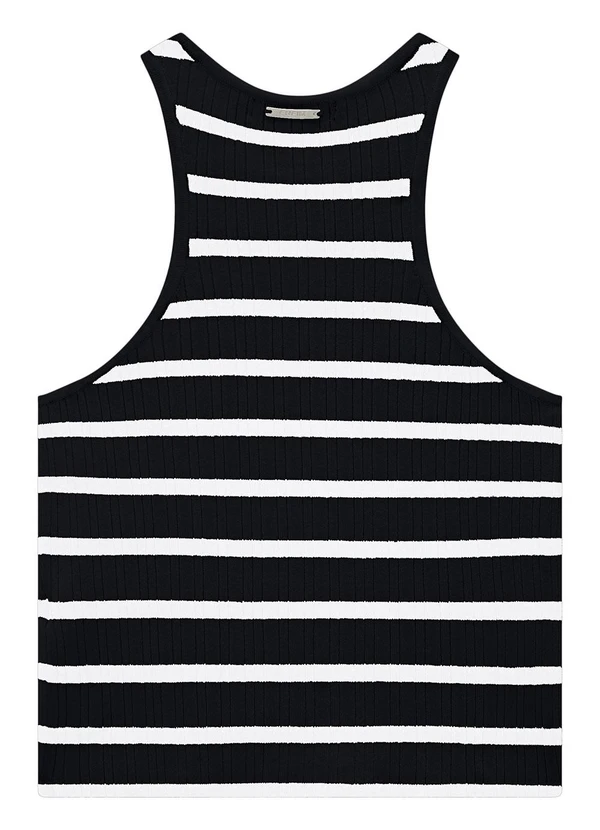 Enfim - Blusa Preta Justa Listrada em Tricot 4