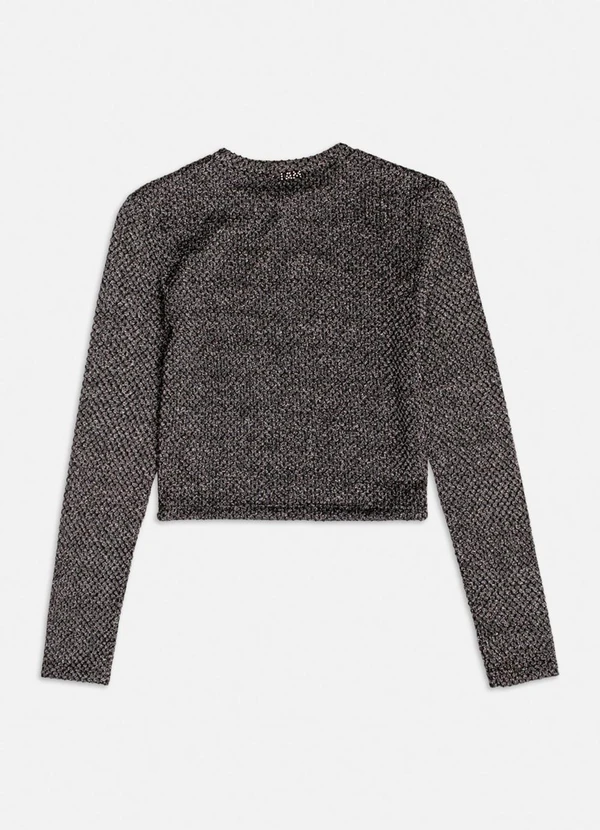 Authoria - Blusa Preta Manga Longa com Brilho Preto 2