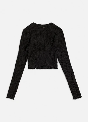 Authoria - Blusa Preta Manga Longa Texturizada Preto - AUTHORIA