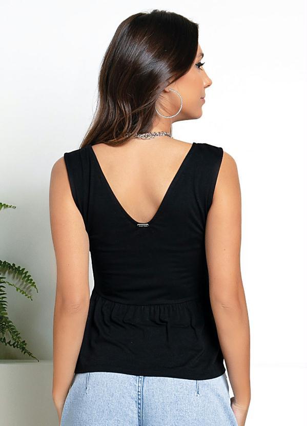 Quintess - Blusa Preta Soltinha com Babados na Barra 2