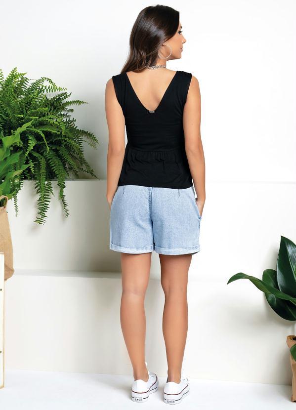 Quintess - Blusa Preta Soltinha com Babados na Barra 4