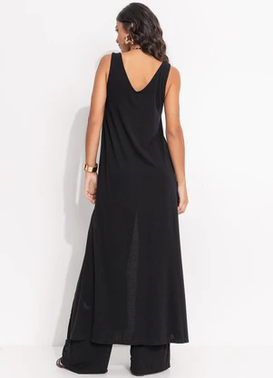 Quintess - Blusa Preta Túnica em Malha Crepe - QUINTESS