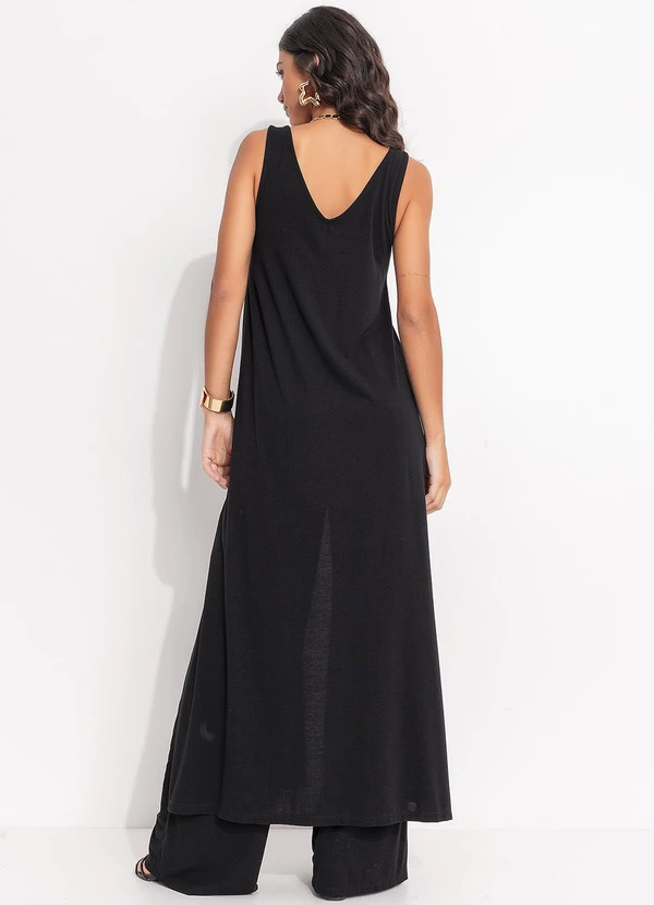 Quintess - Blusa Preta Túnica em Malha Crepe 2