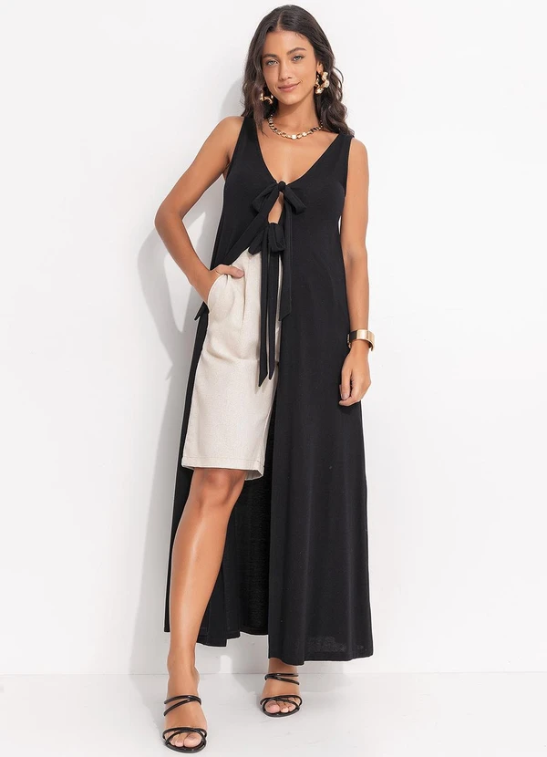 Quintess - Blusa Preta Túnica em Malha Crepe 3