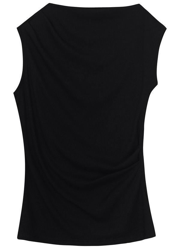 Malwee - Blusa Preto Assimétrica Canelada