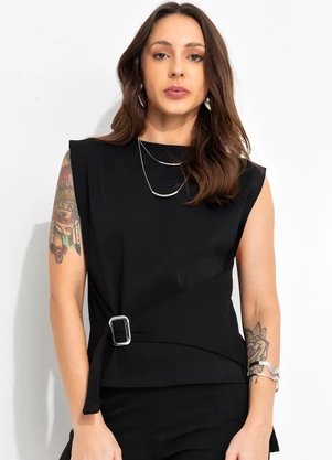 Bimini - Blusa Preto em Bengaline - BIMINI