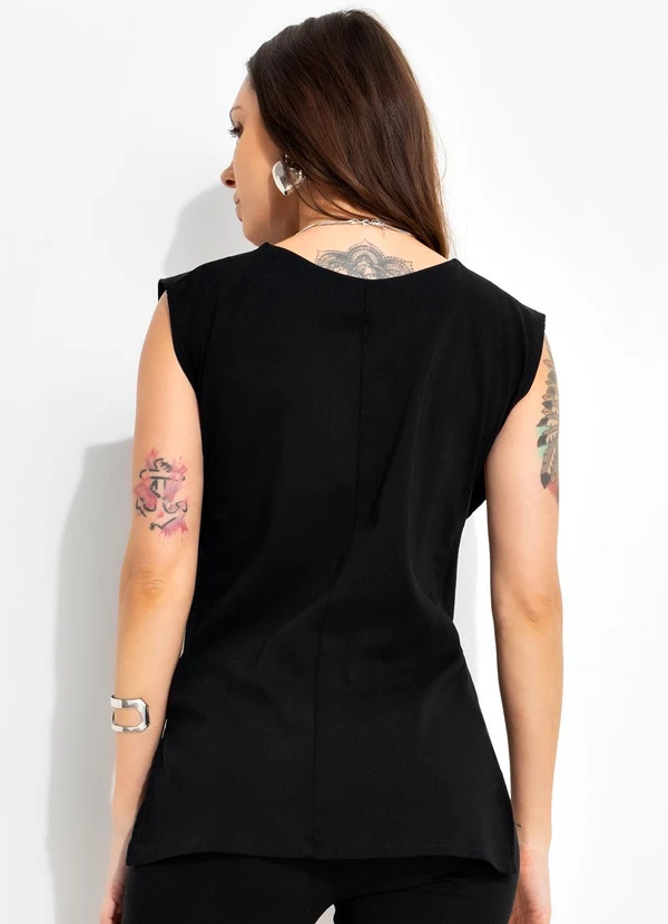 Bimini - Blusa Preto em Bengaline 2