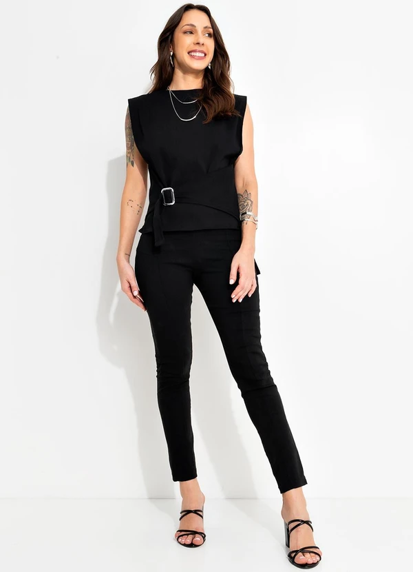 Bimini - Blusa Preto em Bengaline 3