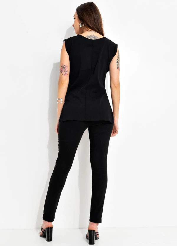 Bimini - Blusa Preto em Bengaline 5