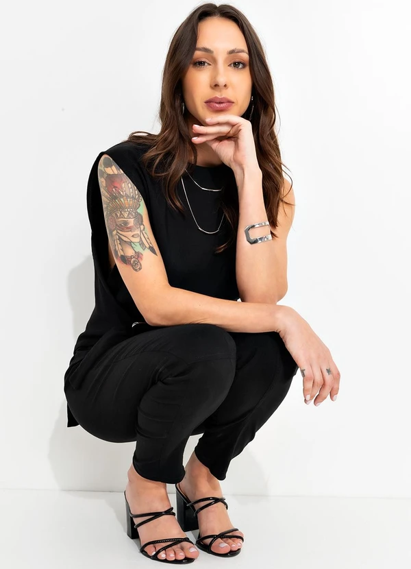 Bimini - Blusa Preto em Bengaline 6