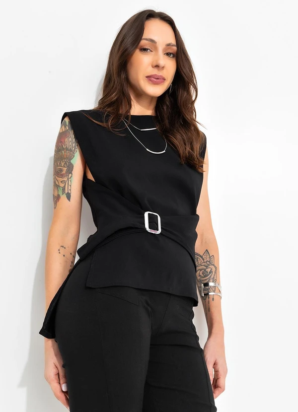 Bimini - Blusa Preto em Bengaline 7