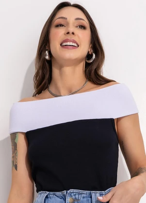 Bimini - Blusa Preto em Canelado - BIMINI