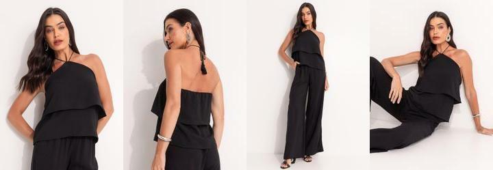 Blusa Preto em Crepe Plano