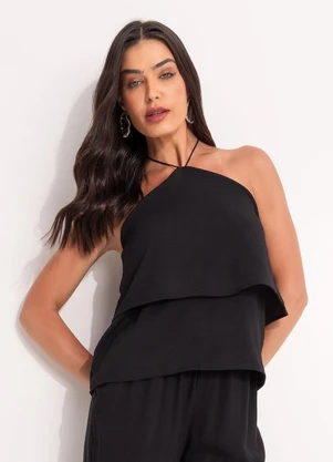 Quintess - Blusa Preto em Crepe Plano - QUINTESS