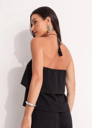 Quintess - Blusa Preto em Crepe Plano - QUINTESS