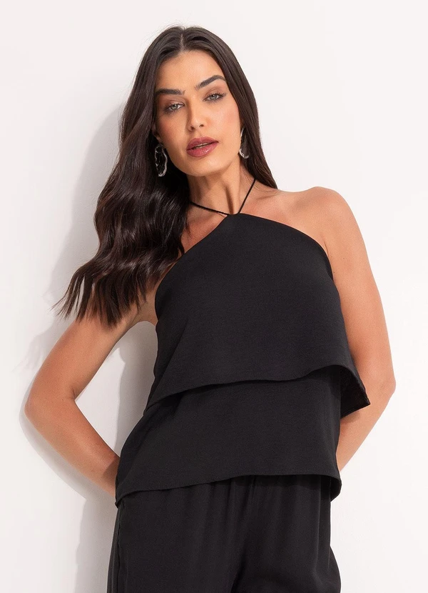 Quintess - Blusa Preto em Crepe Plano