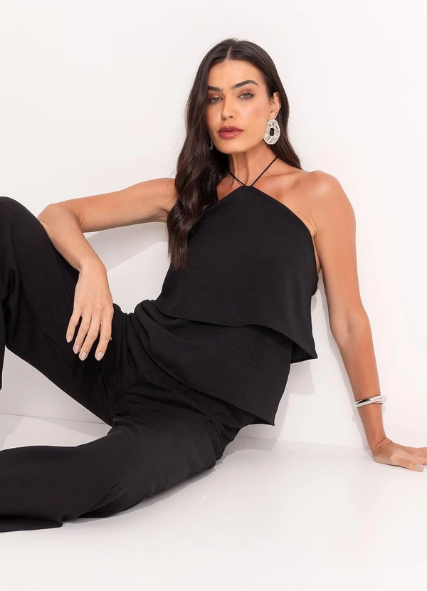 Quintess - Blusa Preto em Crepe Plano 4