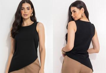 Blusa Preto em Malha Crepe